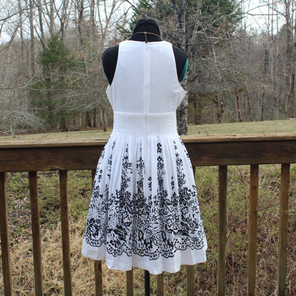 Summer SUNDRESS Party Business Classy Comfy Cotton Black - White Floral Pockets! - Picture 5 of 8